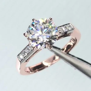 2.65 TCW Round Cut Moissanite Solitaire Engagement Ring Solid 14K Two-Tone Gold - Picture 1 of 11