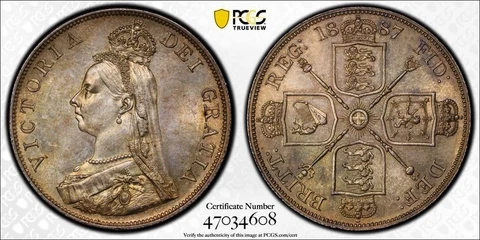Great Britain Queen Victoria Double Florin PCGS MS63 Arabic 1 Cover