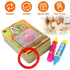 Alphabet Flash Cards For Kids Toddlers Educational Toys with 2 Magic Water Pens - Picture 1 of 15