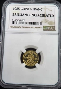 Guinea, Franc, 1985, Brass Clad Steel, NGC BU , KM:56 - Picture 1 of 2