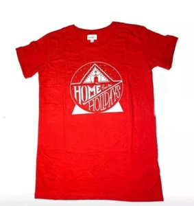 Lularoe L Liv T Shirt Christmas Festive Large “home For The Holidays” Red #676 - Picture 1 of 1
