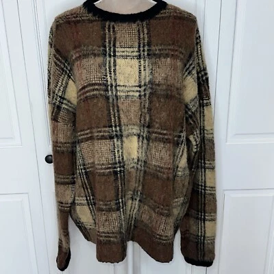 Urban Outfitters Women’s Brown Plaid Sweater Size Large Oversized Grannycore 70s - Image 1 of 4