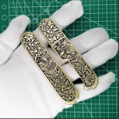 1 par de básculas de mango de latón hechas a medida para navaja suiza Victorinox de 91 mm Foto 1 de 2