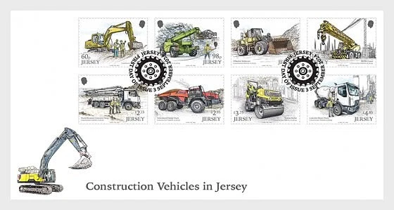 jersey 2024 Construction Vehicles Excavator Bulldozer Crane Tarmac Roller 8v FDC - Image 1 of 1