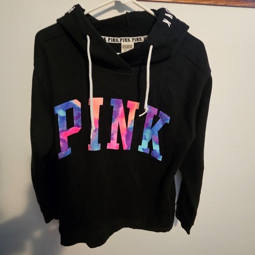 UNDERCOVER Victoria's Secret Felpa con Cappuccio Rosa Acquerello Donna Piccola Nera