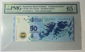 Argentina 50 Pesos Commemorative 2015 ND, PMG65 EPQ Pick Unlisted - Picture 1 of 8