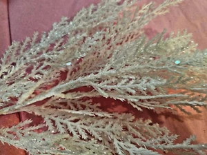 2 Floral Christmas White Glitter Fern- pine Leaf Branch Decor Artificial - Picture 1 of 7