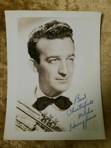 Big Band Harry James Autograph Hand Signed Blue Ink 5" x 7" Photo Cover