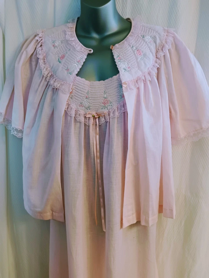 Gilead Pink Slip Nite Gown & Jacket Cottage Granny Core Prairie  Long Med USA - Image 1 of 4