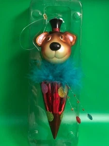 Wackelkopf Hund mit Tupfen mundgeblasen Glas Weihnachtsschmuck 6,5" - Bild 1 von 3