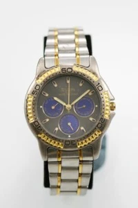 Elgin Uhr Herren Batt Edelstahl Silber Gold Stahl Tag Datum 24hr Grau Blau Quarz - Bild 1 von 6