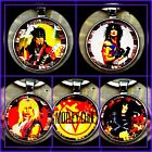 MOTLEY CRUE LIVE WIRE SET🎸2 SQUARE+3 ROUND KEYCHAINS LOT OF FIVE