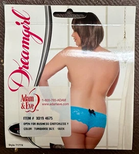 Dream Girl torquies Open Crotchless Lace Boyshort Panties Cheeky Queen SZ  1X/2X - Picture 1 of 5