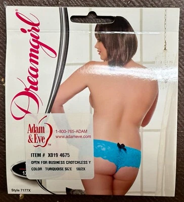 Dream Girl torquies Open Crotchless Lace Boyshort Panties Cheeky Queen SZ  1X/2X - Image 1 of 4