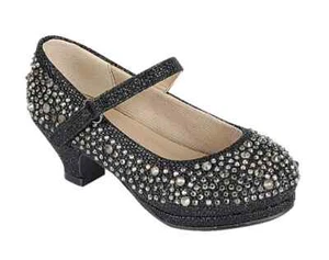 Jugend Kinder Mädchen Party Festzug Kleid niedriger Absatz Schuhe Größe: 9 bis 4 - Bild 1 von 7