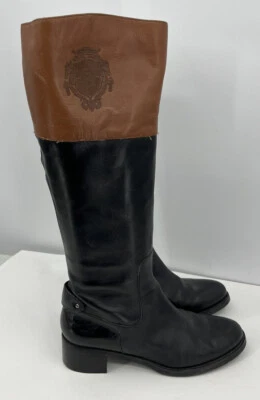 Botas de montar de cuero Etienne Aigner dos tonos talla 7 tacón apilado Foto 1 de 4