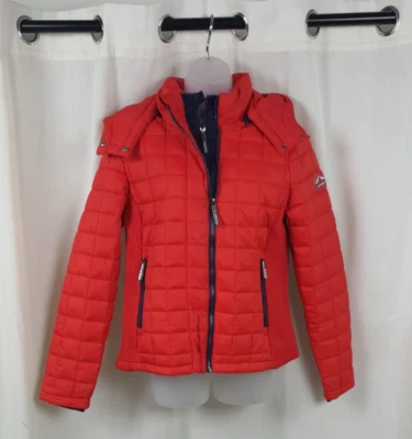 Superdry Hooded Box Quilt Fuji Jacket Sport Red L / 14 Uk Rrp £89.99 CR055 EE 02 - Image 1 of 4