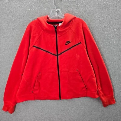 Nike Mujer Sudadera 1x Rojo Con Capucha Polar Tech Bolsillos Cremallera Completa Manga Larga Foto 1 de 4