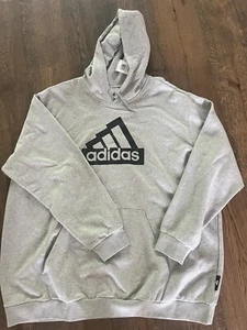 Adidas Fleece Kapuzenpullover Herren Pullover Hoodie Neu Grau 3XL Logo - Bild 1 von 4