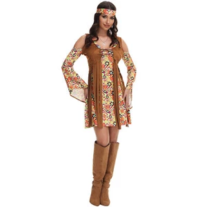 Women Dress Nightclub Suit Cosplay Western Denim Cowgirl Costume Halloween Disco - Picture 1 of 9