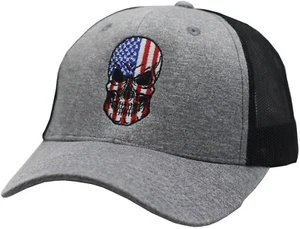American Flag Enforcer Trucker Mesh Snapback Heather Grey/Black - Picture 1 of 3