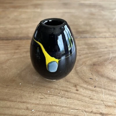 Verrerie D Art N107 Petit Vase Pâte De Verre Signé Eric Laurent Allex Drôme 1992 - Photo 1/4