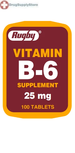 Rugby Vitamina B-6 Suplemento 25 mg 100 Comprimidos x 3 Botellas Foto 1 de 1