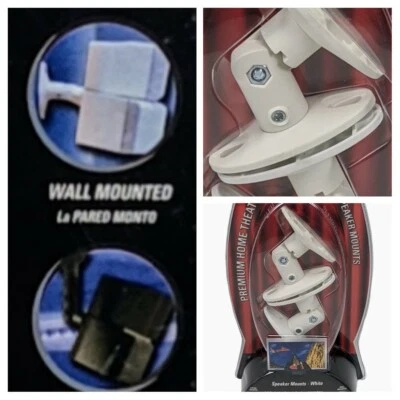 Universal GE Wall Home Theater Indoor Outdoor Speaker Mounts HT23001 White *New  - Image 1 of 4