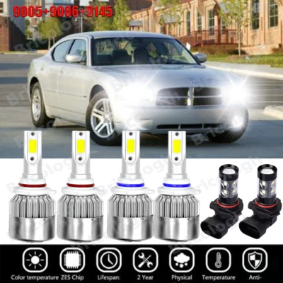 Faros LED altos/bajos para Dodge Charger 2006 2007 2008 2009 6x 6000 k + luces antiniebla Foto 1 de 4