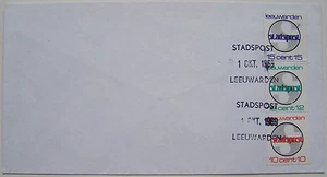 Stadspost Leeuwarden 1970 - FDC met verticale strip Vignetten - Imagen 1 de 1