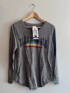 NWT STATE of MINE Gray V Neck Gray Stitched Side MINNESOTA Long Sleeve Shirt S - Picture 1 of 4