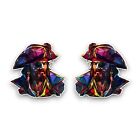 2x Small Pirate Captain Stained Glass Art Mosaic Effect Vinyl Sticker Decals
