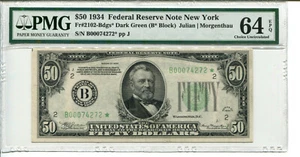 Fr 2102-B* STAR 1934 $50 Federal Reserve PMG 64 EPQ CHOICE UNCIRCULATED - Picture 1 of 2