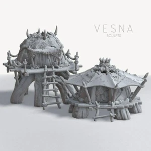 Swamp Huts On Tree Stump Stilts Woods Forest Orc Goblin Dwellings Scatter Terrai - Picture 1 of 2