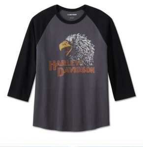 Nuova maglietta HARLEY DAVIDSON Classic Eagle Raglan colorblocked annerita perla 2XL - Foto 1 di 6
