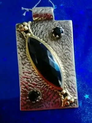 Ciondolo, Pendente In Argento 925 Lavorato E Onice - Immagine 1 di 2