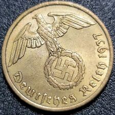 **Brilliant Uncirculated** 1937-A Third Reich Nazi Germany 10 Reichspfennig Coin
