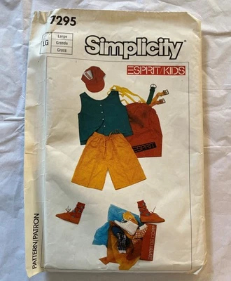 Simplicity sewing pattern 7295 Esprit loose top shorts girl L vtg 1986 uncut - Image 1 of 3