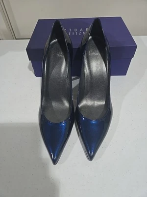 Nuevos Bombas Stewart Weitzman Azul Jet Talla 12M Tacón 4 1/2" Hechas en España  Foto 1 de 4