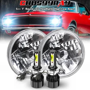 1Pair 7" inch Round Led Headlights Hi/Low Beam for chevy Camaro 1967-1980 1981 - Picture 1 of 15