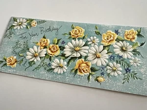 Vintage Happy Birthday Card ‘A Sunshine Card’ With Yellow Roses & Daisies - Picture 1 of 8