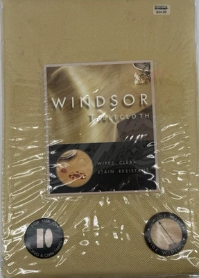 Windsor 70"x120" Gold Colored Stain Resistant 100% polyester Tablecloth oblong - Image 1 of 3