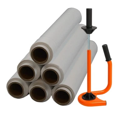 FREIZIEL Profi Abroller Premium Orange+ 6 Rollen 2,5 kg Stretchfolie 23 my (weiß)