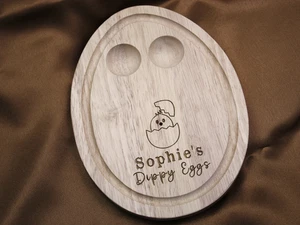 Personalised Engraved Wooden Dippy Egg Breakfast Board with Chick Hatching Desig - Picture 1 of 6