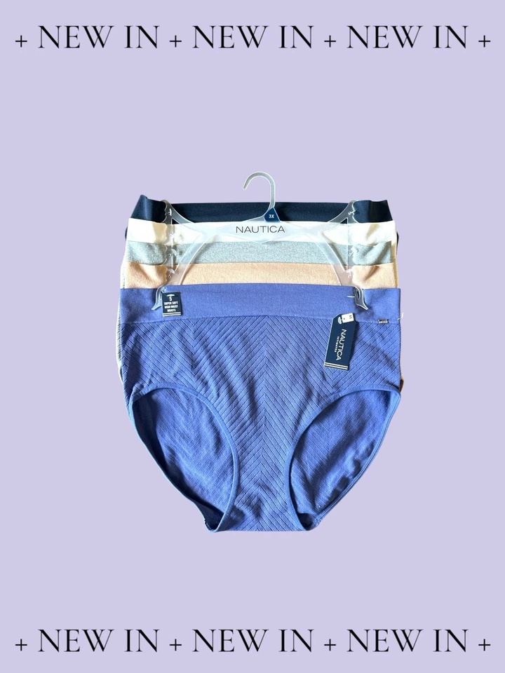 5 NAUTICA PLUS NT9935 5PKAV SUPER SOFT PLUS SIZE HIGH WAIST BRIEF PANTIES 1X