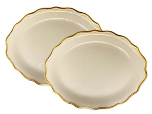 Syrakus China Goldrand gewellter Rand alt Elfenbein Servierplatten 13”x10” - Bild 1 von 5