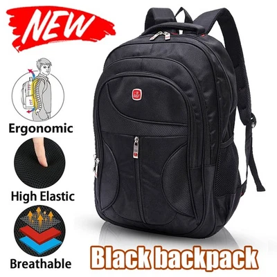 Laptop Rucksack Herren Sport Reise Wandern Arbeit Schulrucksack Backpack Schwarz - Bild 1 von 4