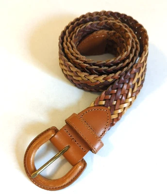 Women’s Madewell Belt Genuine Leather Woven Braided M/L Desert Camel Timeless - Image 1 of 4