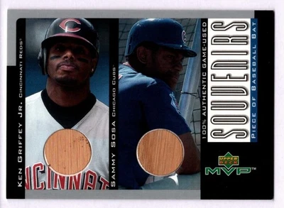 Ken Griffey Jr./Sammy Sosa 2001 Upper Deck MVP #B-GS 比赛用蝙蝠遗物 — 第 1/2 张图片