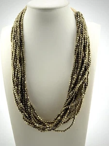 Vintage Retro Multi layered metallic gold beaded necklace 18 In L. AB-6 - Picture 1 of 4